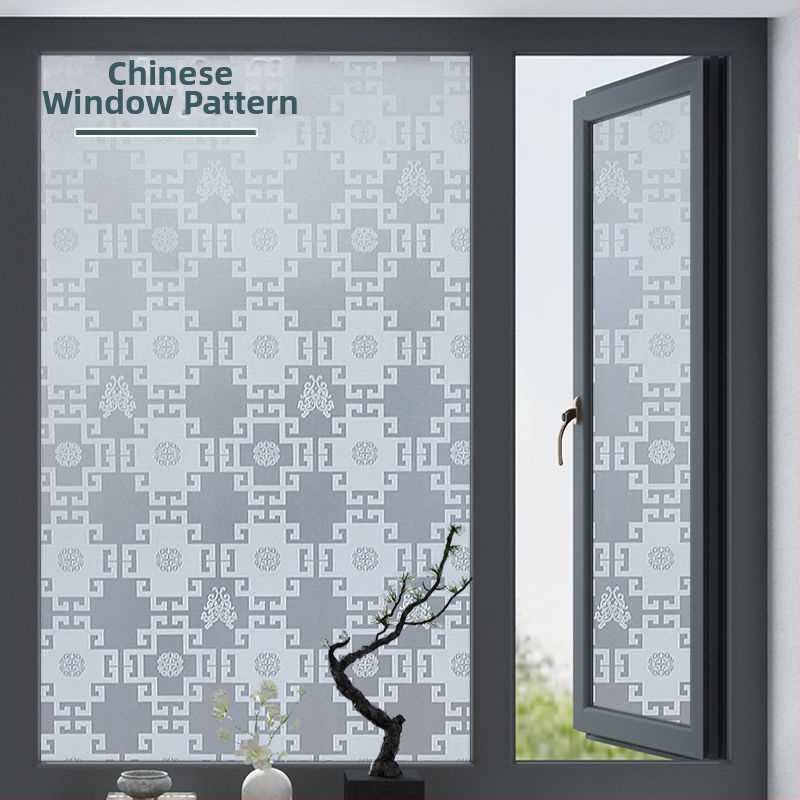 PVC lango filmas privatumo užtikrinimui su augalų motyvu, matinė apdaila, tinkama voniai ir stiklinėms durims – paprastas ir modernus stilius