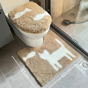 Plišani set prostirki za WC s poklopcem, upijajući i protuklizni kupaonski tepih