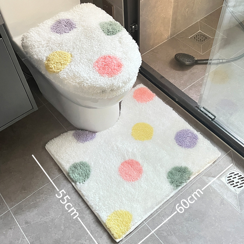 Plišani set prostirki za WC s poklopcem, upijajući i protuklizni kupaonski tepih