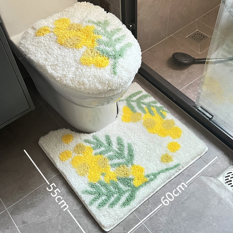 Plišani set prostirki za WC s poklopcem, upijajući i protuklizni kupaonski tepih