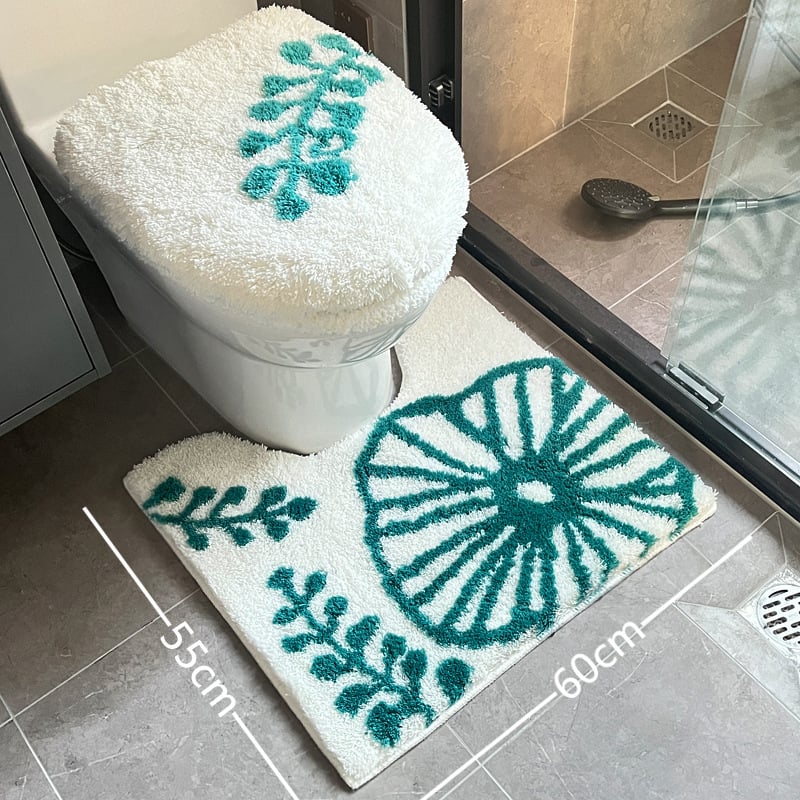 Plišani set prostirki za WC s poklopcem, upijajući i protuklizni kupaonski tepih