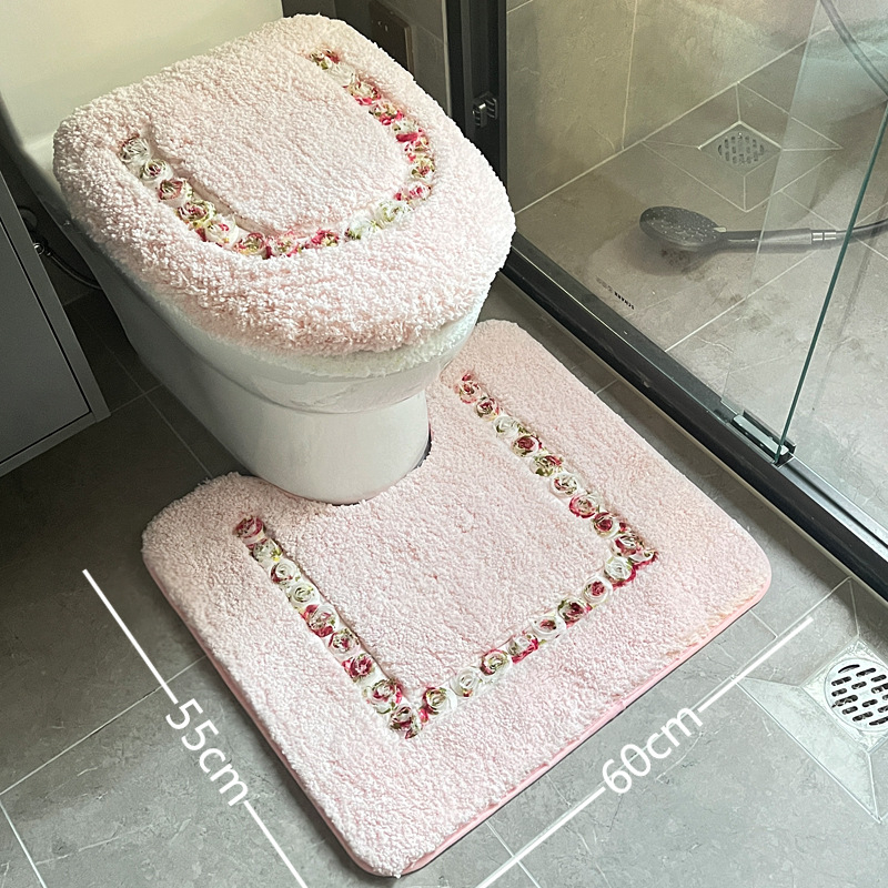 Plišani set prostirki za WC s poklopcem, upijajući i protuklizni kupaonski tepih
