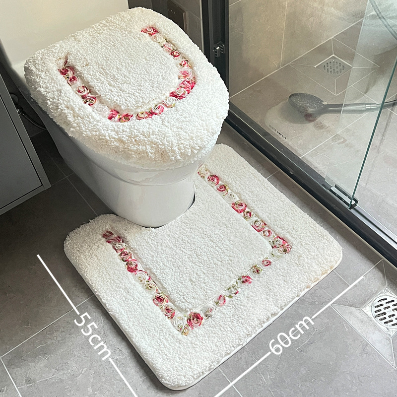 Plišani set prostirki za WC s poklopcem, upijajući i protuklizni kupaonski tepih
