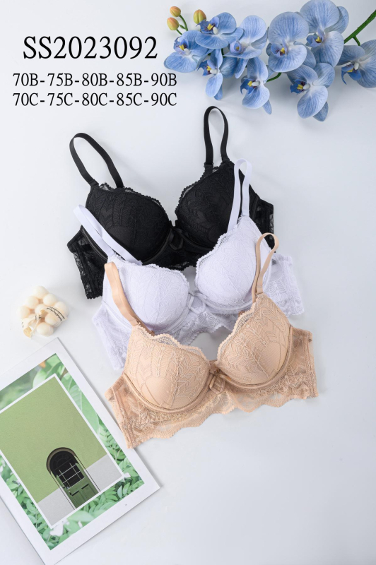 Sutien Push-Up, čipka, s podstavom, 3/4 košarica, debela oblik šalice