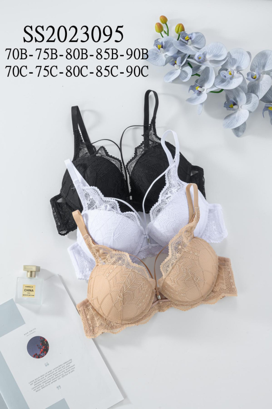 Sutien Push-Up, čipka, s podstavom, 3/4 košarica, debela oblik šalice