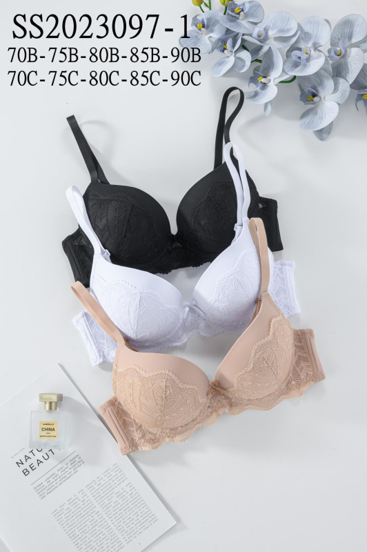 Sutien Push-Up, čipka, s podstavom, 3/4 košarica, debela oblik šalice