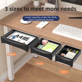 Po stalčiumi ištraukiama laikymo dėžutė su lipniu tvirtinimu, be gręžimo, 45 L talpa, PP plastikas, modelis 090