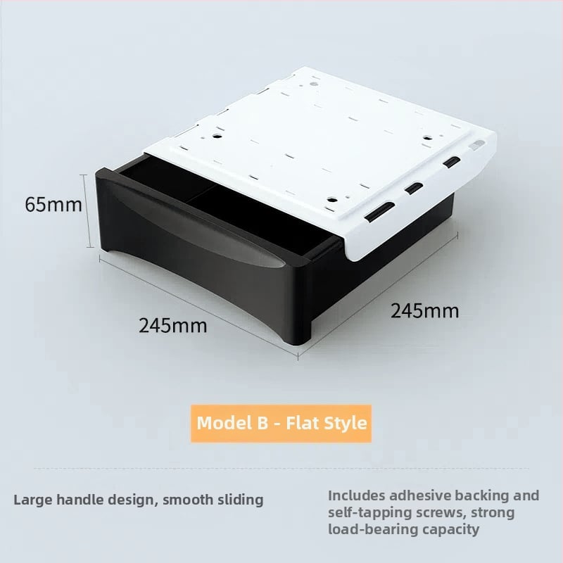 Po stalčiumi ištraukiama laikymo dėžutė su lipniu tvirtinimu, be gręžimo, 45 L talpa, PP plastikas, modelis 090