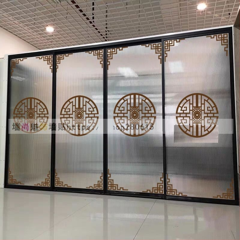 Стикер за стена – китайски стил геометричен 3D PVC за стъклени врати, външна употреба
