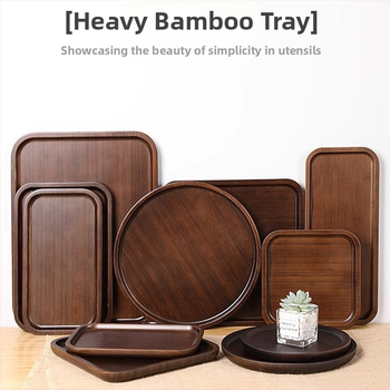 Stačiakampis bambukinis arbatos padėklas su glazūruota paviršiumi, vientisas raštas, naujo Kinų stiliaus, tinkamas viešbučiams ir arbatos serviravimui