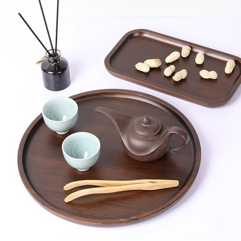 Stačiakampis bambukinis arbatos padėklas su glazūruota paviršiumi, vientisas raštas, naujo Kinų stiliaus, tinkamas viešbučiams ir arbatos serviravimui