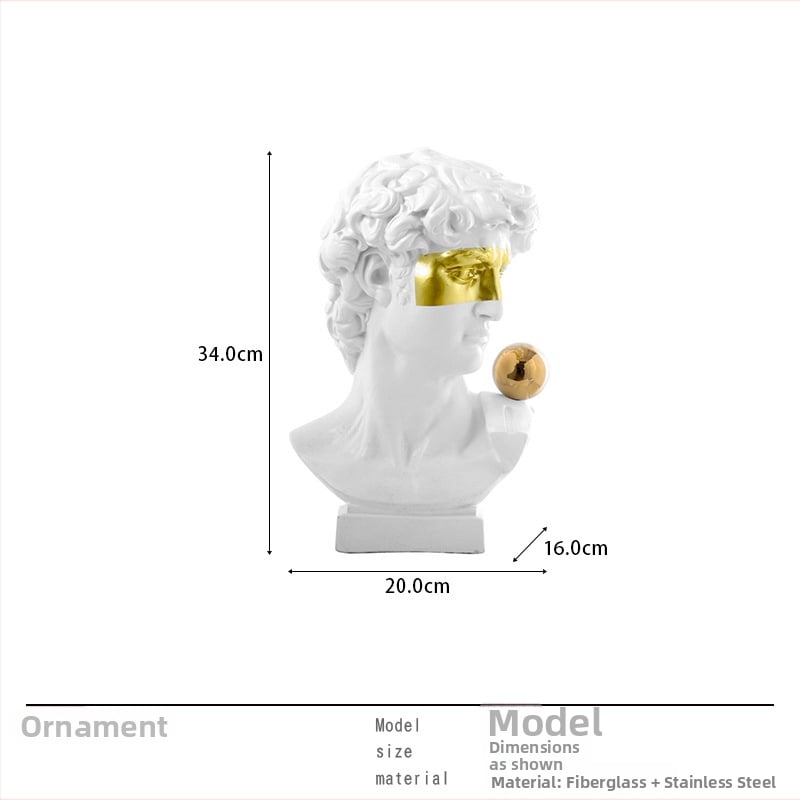 Davido galvos skulptūra, nordinio dizaino stalinė statula svetainei - Prekės ženklas: Top ten home furnishings; Medžiaga: Derva; Apdorojimas ir pritaikymas: Ne; Amatų tipas: Kitas
