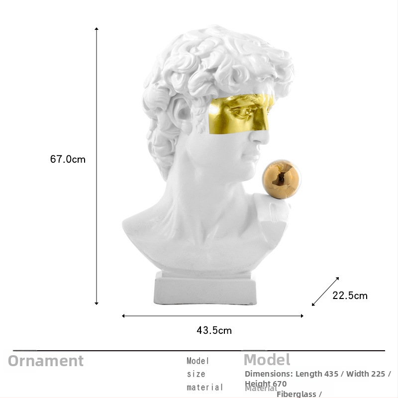 Davido galvos skulptūra, nordinio dizaino stalinė statula svetainei - Prekės ženklas: Top ten home furnishings; Medžiaga: Derva; Apdorojimas ir pritaikymas: Ne; Amatų tipas: Kitas