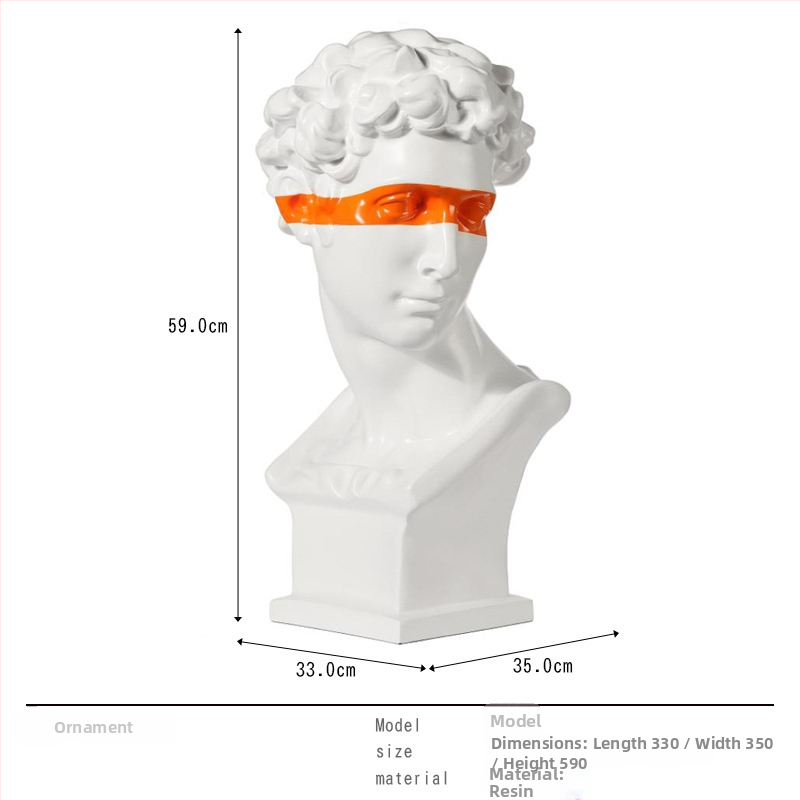 Davido galvos skulptūra, nordinio dizaino stalinė statula svetainei - Prekės ženklas: Top ten home furnishings; Medžiaga: Derva; Apdorojimas ir pritaikymas: Ne; Amatų tipas: Kitas