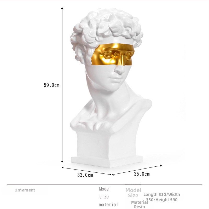 Davido galvos skulptūra, nordinio dizaino stalinė statula svetainei - Prekės ženklas: Top ten home furnishings; Medžiaga: Derva; Apdorojimas ir pritaikymas: Ne; Amatų tipas: Kitas