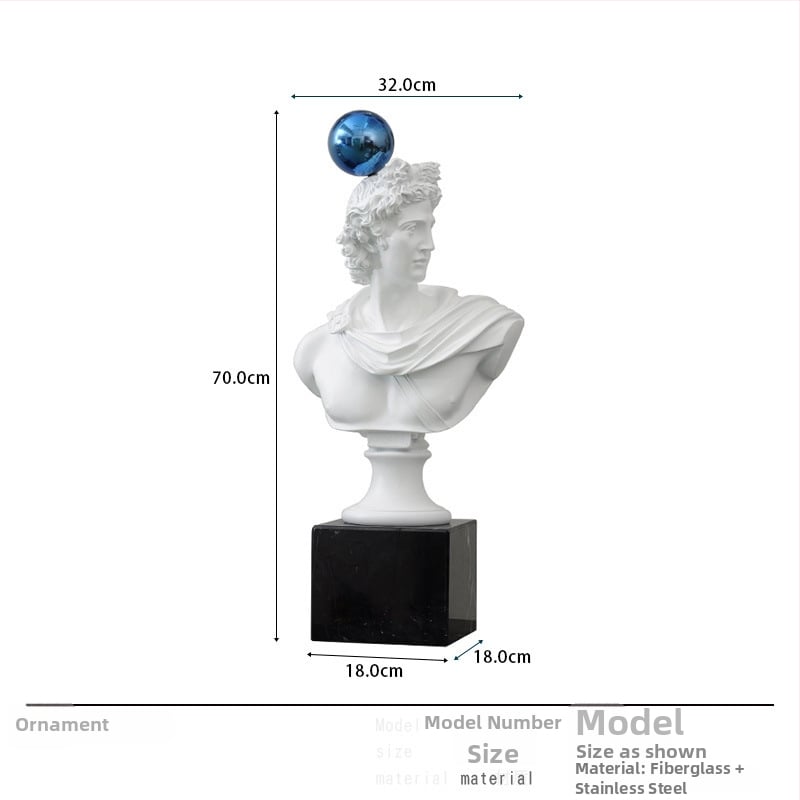 Davido galvos skulptūra, nordinio dizaino stalinė statula svetainei - Prekės ženklas: Top ten home furnishings; Medžiaga: Derva; Apdorojimas ir pritaikymas: Ne; Amatų tipas: Kitas