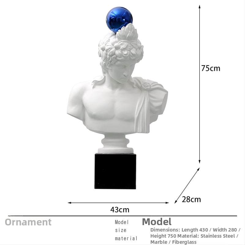 Davido galvos skulptūra, nordinio dizaino stalinė statula svetainei - Prekės ženklas: Top ten home furnishings; Medžiaga: Derva; Apdorojimas ir pritaikymas: Ne; Amatų tipas: Kitas