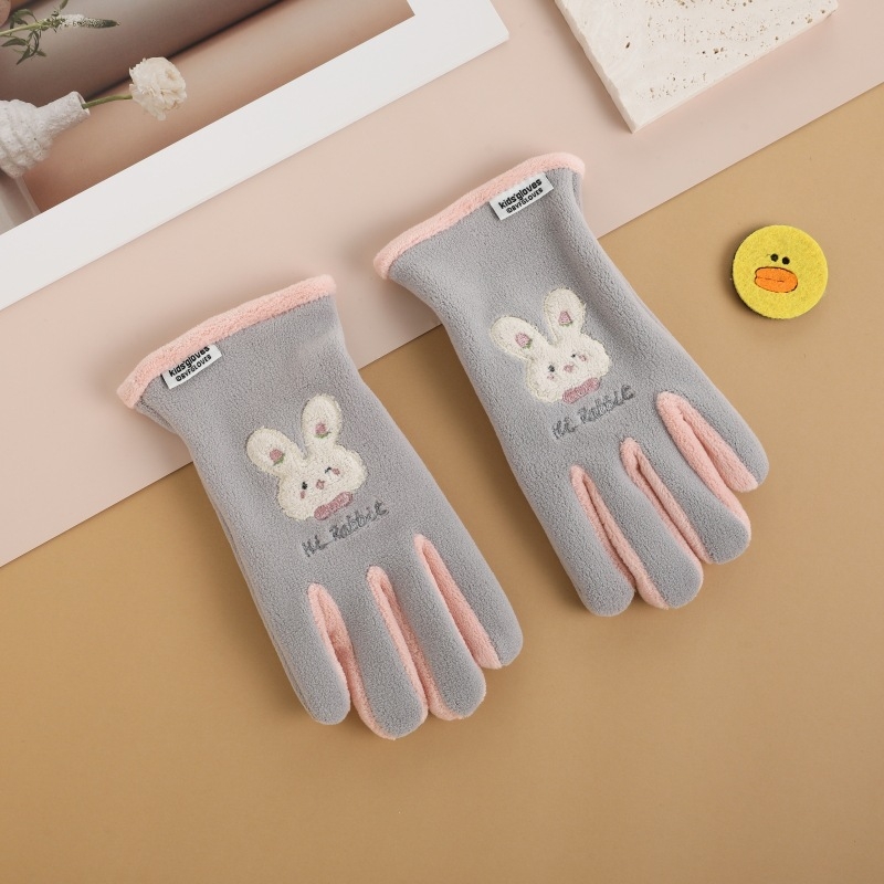 Bērnu siltās cimdi ārējiem sportam un velobraukšanai – poliestera šķiedra, saglabā siltumu, karikatūras raksts, vecums 6–10 gadi, ziema un rudens