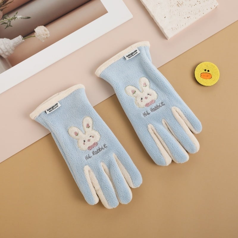 Bērnu siltās cimdi ārējiem sportam un velobraukšanai – poliestera šķiedra, saglabā siltumu, karikatūras raksts, vecums 6–10 gadi, ziema un rudens