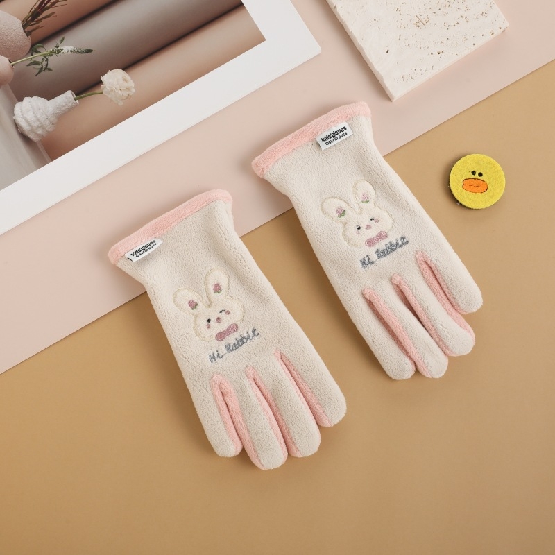 Bērnu siltās cimdi ārējiem sportam un velobraukšanai – poliestera šķiedra, saglabā siltumu, karikatūras raksts, vecums 6–10 gadi, ziema un rudens