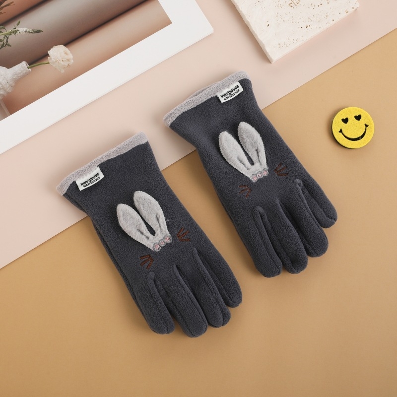 Bērnu siltās cimdi ārējiem sportam un velobraukšanai – poliestera šķiedra, saglabā siltumu, karikatūras raksts, vecums 6–10 gadi, ziema un rudens