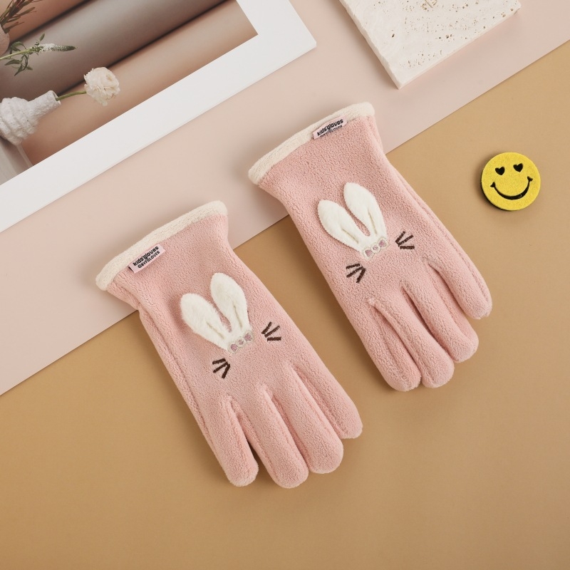 Bērnu siltās cimdi ārējiem sportam un velobraukšanai – poliestera šķiedra, saglabā siltumu, karikatūras raksts, vecums 6–10 gadi, ziema un rudens