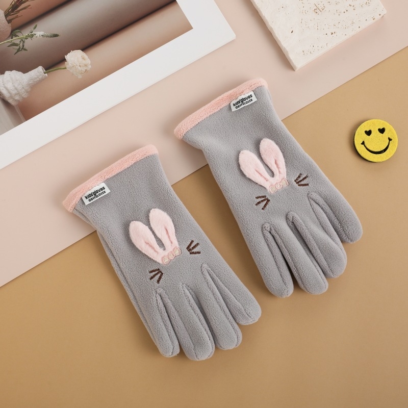 Bērnu siltās cimdi ārējiem sportam un velobraukšanai – poliestera šķiedra, saglabā siltumu, karikatūras raksts, vecums 6–10 gadi, ziema un rudens