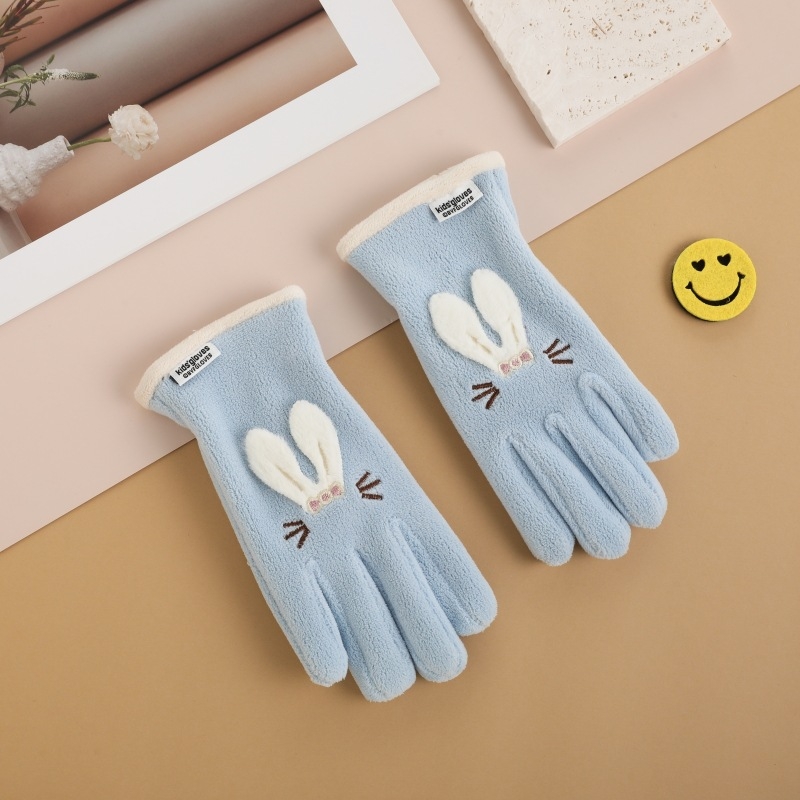 Bērnu siltās cimdi ārējiem sportam un velobraukšanai – poliestera šķiedra, saglabā siltumu, karikatūras raksts, vecums 6–10 gadi, ziema un rudens