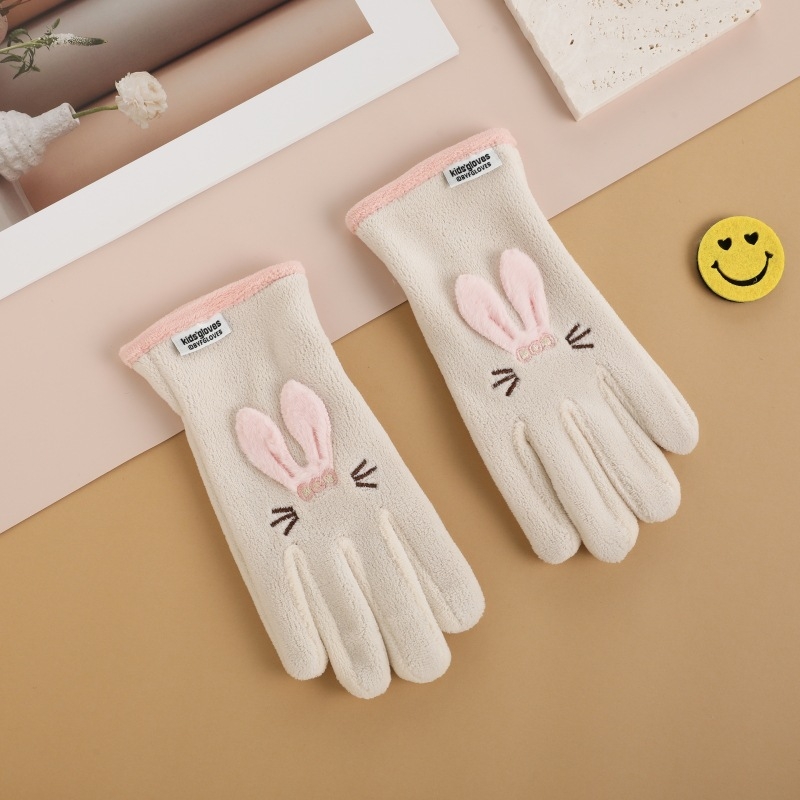 Bērnu siltās cimdi ārējiem sportam un velobraukšanai – poliestera šķiedra, saglabā siltumu, karikatūras raksts, vecums 6–10 gadi, ziema un rudens