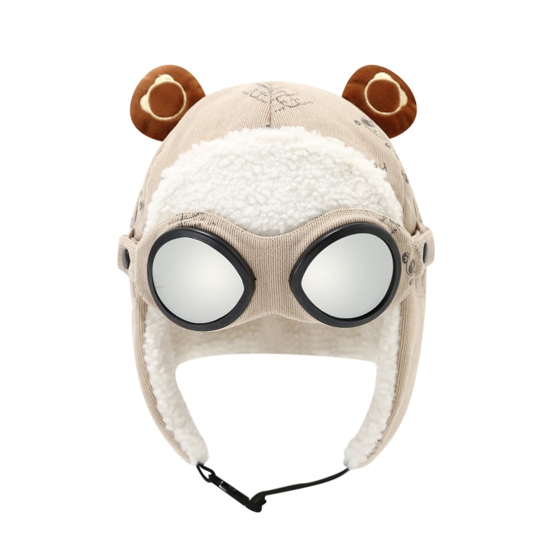 Žieminė Lei Feng kepurė vaikams su lakūnų akiniais, vėjo atspari ir šilta, amžius 4–6 metai