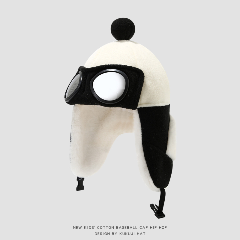 Žieminė Lei Feng kepurė vaikams su lakūnų akiniais, vėjo atspari ir šilta, amžius 4–6 metai