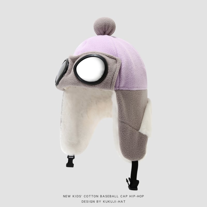 Žieminė Lei Feng kepurė vaikams su lakūnų akiniais, vėjo atspari ir šilta, amžius 4–6 metai