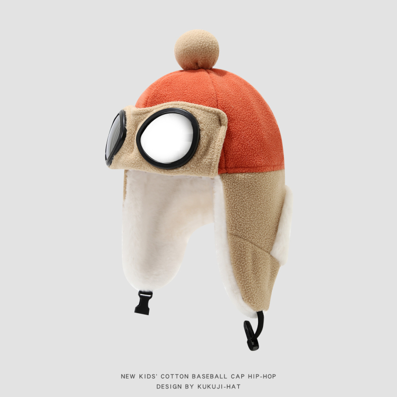 Žieminė Lei Feng kepurė vaikams su lakūnų akiniais, vėjo atspari ir šilta, amžius 4–6 metai