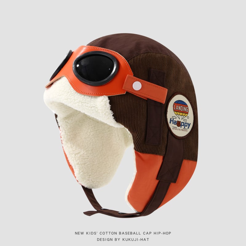 Žieminė Lei Feng kepurė vaikams su lakūnų akiniais, vėjo atspari ir šilta, amžius 4–6 metai