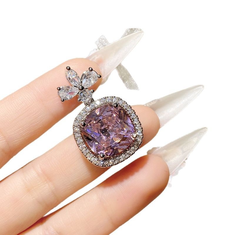 Vario pakabukas ir apyrankės rinkinys su gėlių raštu, auksu dengtas įdėklas su dirbtiniais akmenimis, kryžminė grandinė