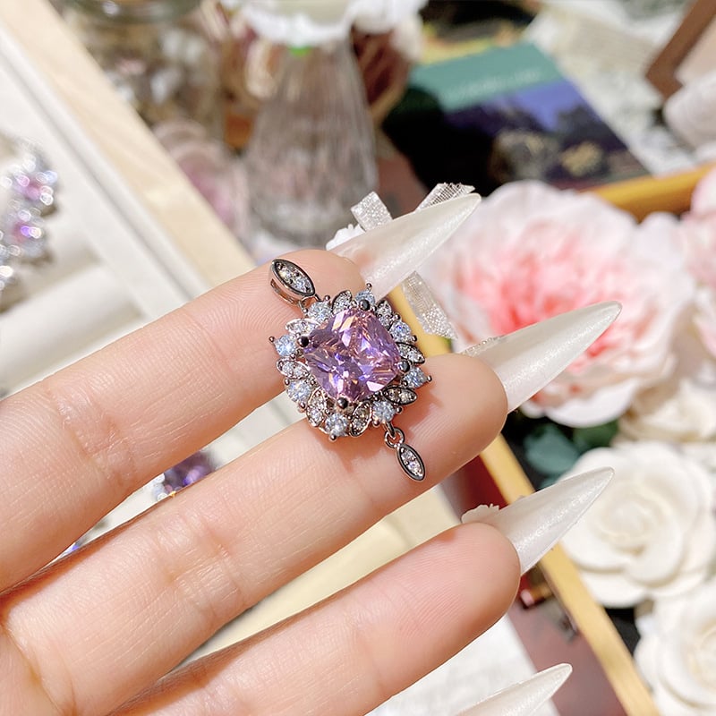 Vario pakabukas ir apyrankės rinkinys su gėlių raštu, auksu dengtas įdėklas su dirbtiniais akmenimis, kryžminė grandinė