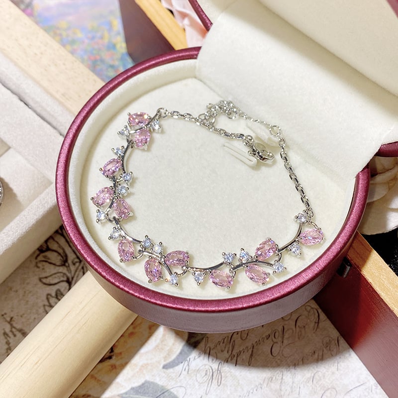 Vario pakabukas ir apyrankės rinkinys su gėlių raštu, auksu dengtas įdėklas su dirbtiniais akmenimis, kryžminė grandinė