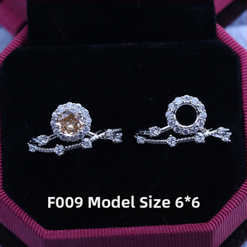 S925 sidabro dengtų žiedų laikiklis su snaigės dizainu, Moissanite ir cirkonio akcentai, varinis geometrinis rodinys, elektro platinimas