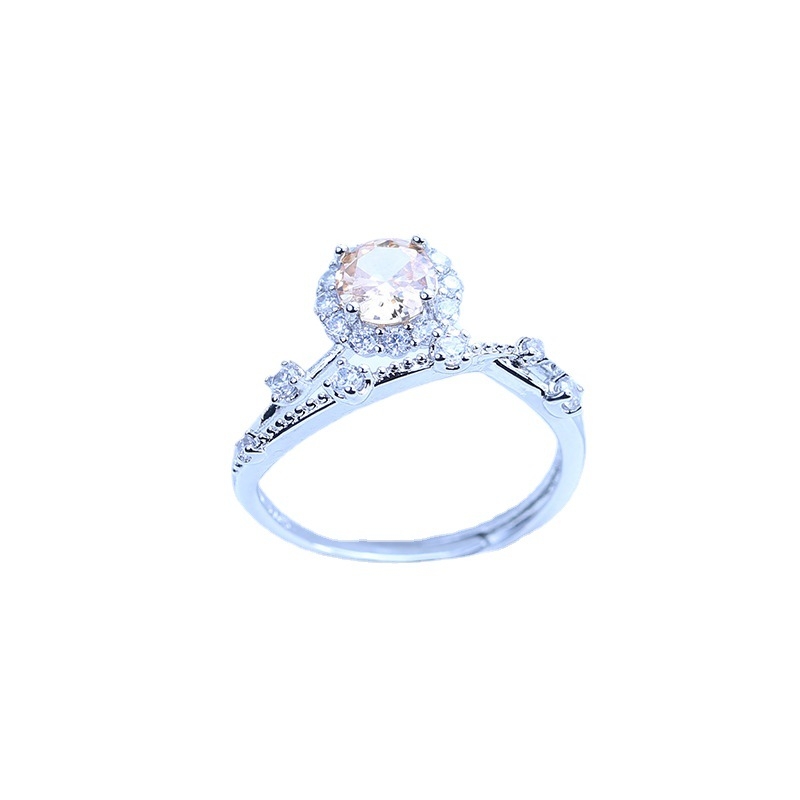 S925 sidabro dengtų žiedų laikiklis su snaigės dizainu, Moissanite ir cirkonio akcentai, varinis geometrinis rodinys, elektro platinimas