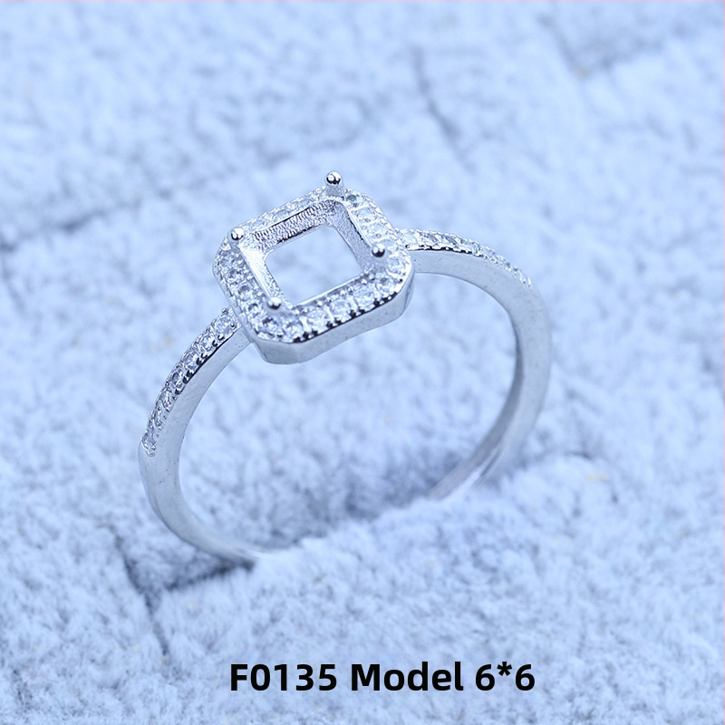 S925 sidabro dengtų žiedų laikiklis su snaigės dizainu, Moissanite ir cirkonio akcentai, varinis geometrinis rodinys, elektro platinimas