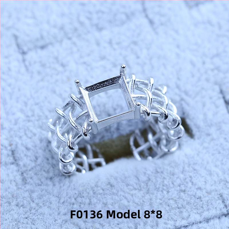 S925 sidabro dengtų žiedų laikiklis su snaigės dizainu, Moissanite ir cirkonio akcentai, varinis geometrinis rodinys, elektro platinimas