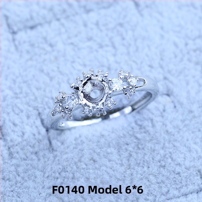 S925 sidabro dengtų žiedų laikiklis su snaigės dizainu, Moissanite ir cirkonio akcentai, varinis geometrinis rodinys, elektro platinimas