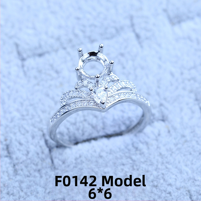 S925 sidabro dengtų žiedų laikiklis su snaigės dizainu, Moissanite ir cirkonio akcentai, varinis geometrinis rodinys, elektro platinimas