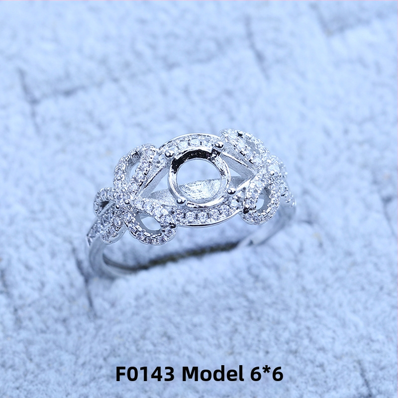 S925 sidabro dengtų žiedų laikiklis su snaigės dizainu, Moissanite ir cirkonio akcentai, varinis geometrinis rodinys, elektro platinimas