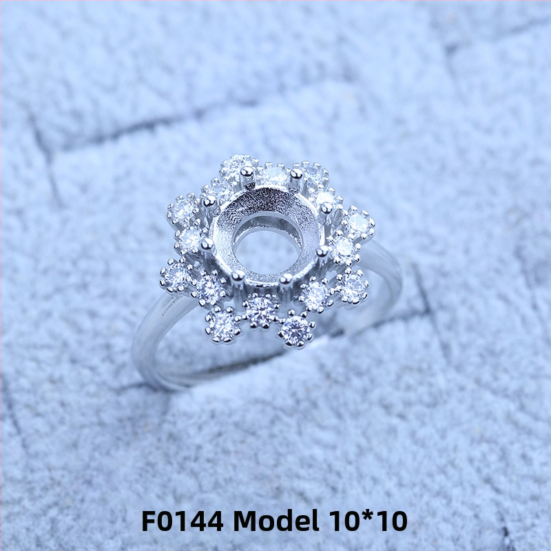 S925 sidabro dengtų žiedų laikiklis su snaigės dizainu, Moissanite ir cirkonio akcentai, varinis geometrinis rodinys, elektro platinimas