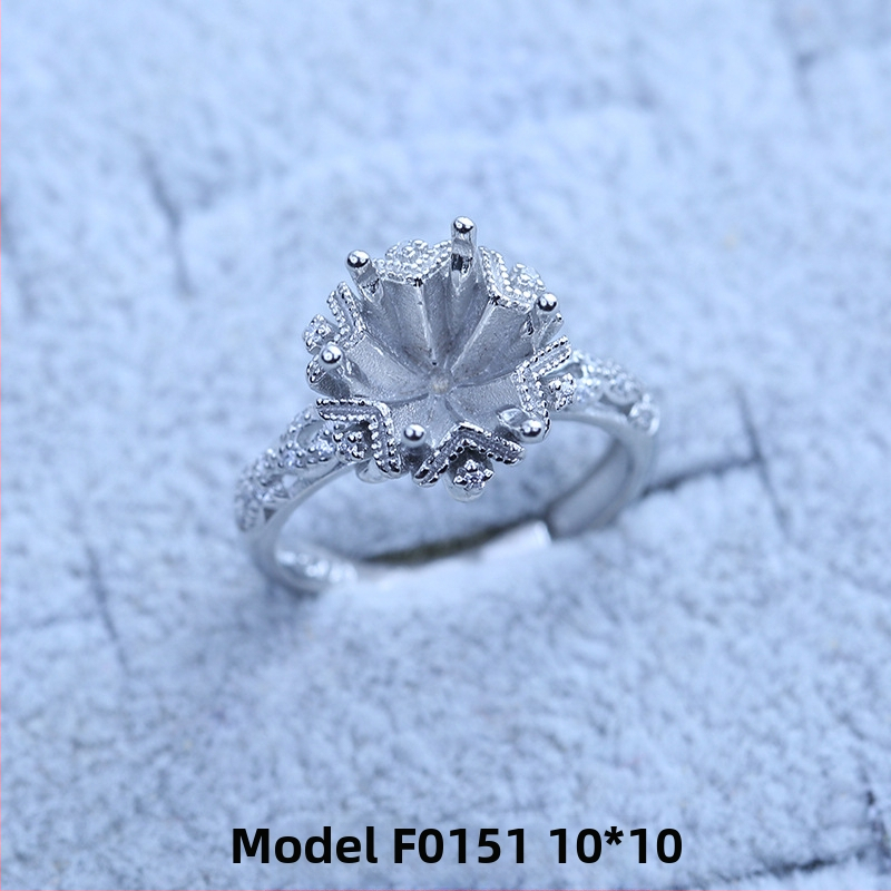 S925 sidabro dengtų žiedų laikiklis su snaigės dizainu, Moissanite ir cirkonio akcentai, varinis geometrinis rodinys, elektro platinimas