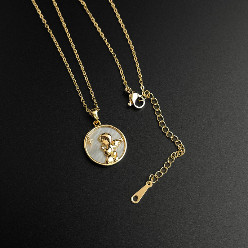 Colier din scoică naturală cu finisaj electroplacat, lanț regulat, pandantiv din scoică, stil inimă și geometric