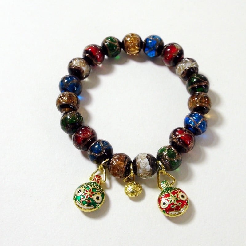 Etno stilā stikla rokassprādžu komplekts, roku darbs, 14 gab., universālais aksesuārs