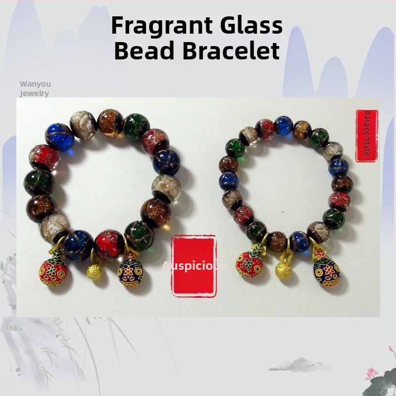 Etno stilā stikla rokassprādžu komplekts, roku darbs, 14 gab., universālais aksesuārs