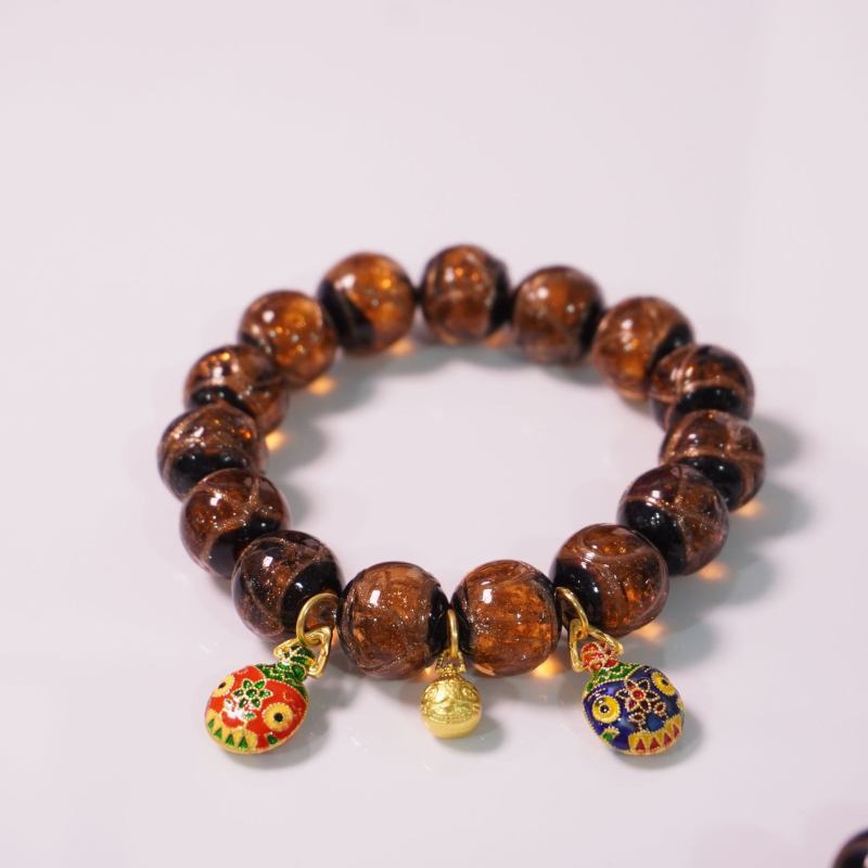 Etno stilā stikla rokassprādžu komplekts, roku darbs, 14 gab., universālais aksesuārs